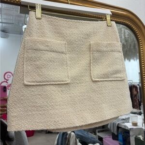 Reformation Cream Textured Mini Skirt